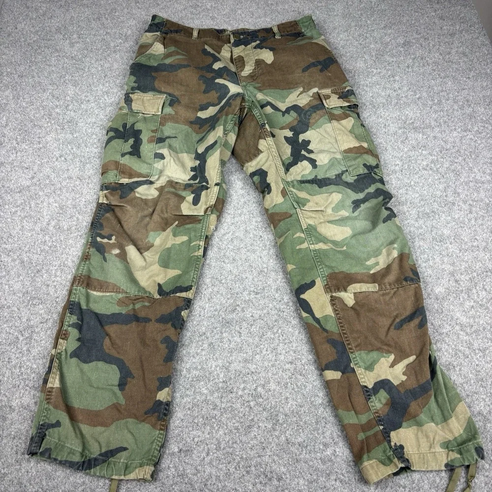Vintage Army Combat Pants Medium Regular Woodland Cargo Utility Military ACU EUC